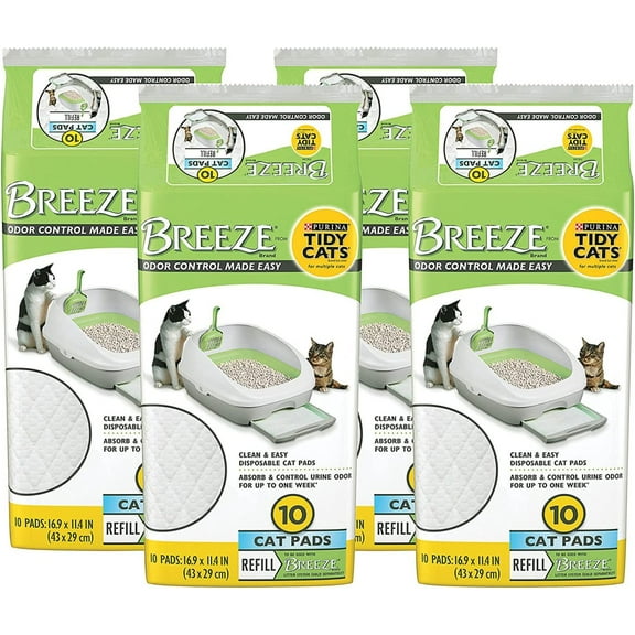 "TaliaPosy Tidy Cats Breeze Cat Pad Refills, Clean & Easy Disposable Cat Pads for Breeze Litter System, Controls Odors, 10 Cat Pad Refills/Pack (Pack of 4)"