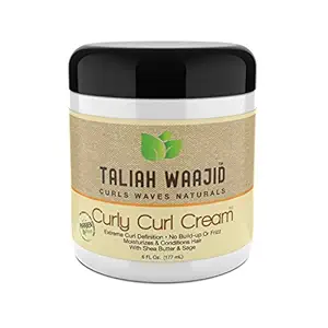 Taliahwaajid Taliah Waajid Curls Waves Natural - Curly Curl Cream | Extreme Curl Definition Hair Styling Gel | No Build-up or Frizz | 100% Paraben Free | Shea Butter & Sage - 6oz
