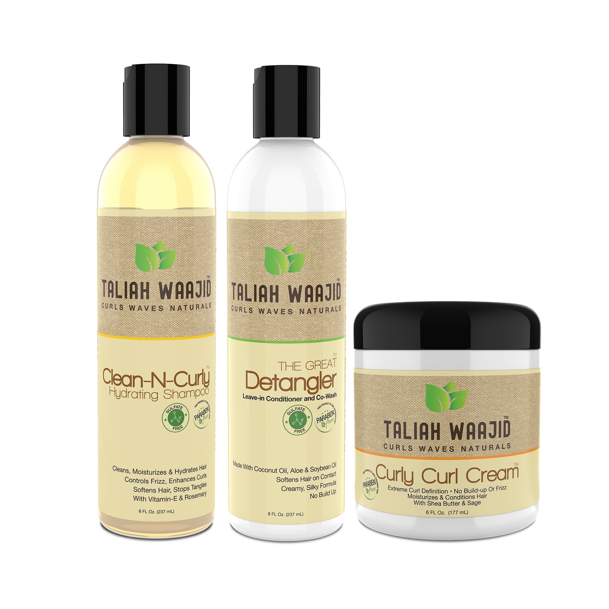 Taliah Waajid Curly Curl Cream Hair Styling Cream 22 FL OZ. 3 Piece Value Set