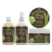 Taliah Waajid Curly Curls Elixir Regimen Leave-in Conditioner with Green Apple & Aloe, 3 Piece Set