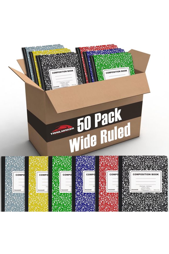 Talimaker Composition Notebooks, 7.5 in x 9.25 in, 100 Sheets, 50 Pieces