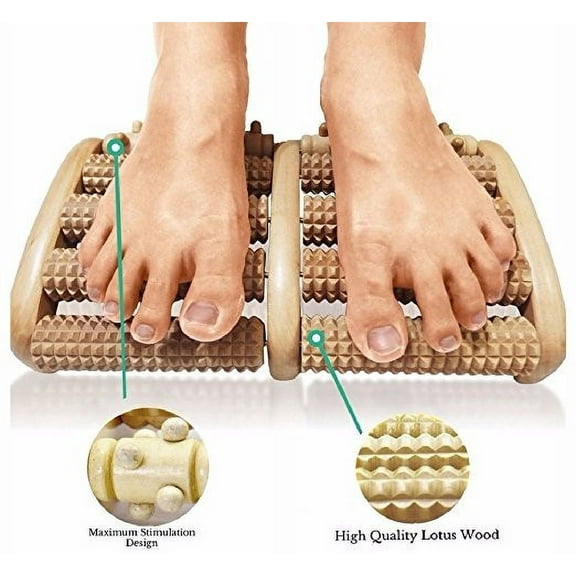 Talinqin 1-Stage Dual Wooden Roller Foot Massager for Relaxation and Stress Relief, 1 Piece
