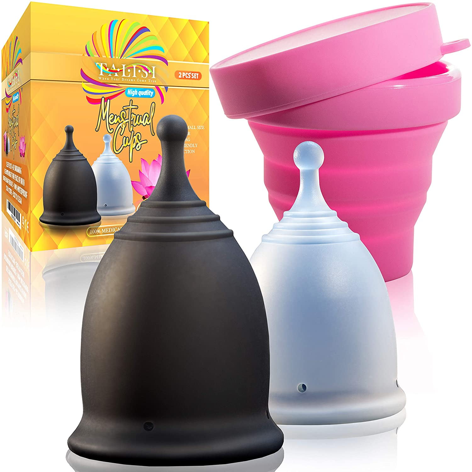Talisi Reusable 2 Menstrual Cups Period Cup Set for Women With