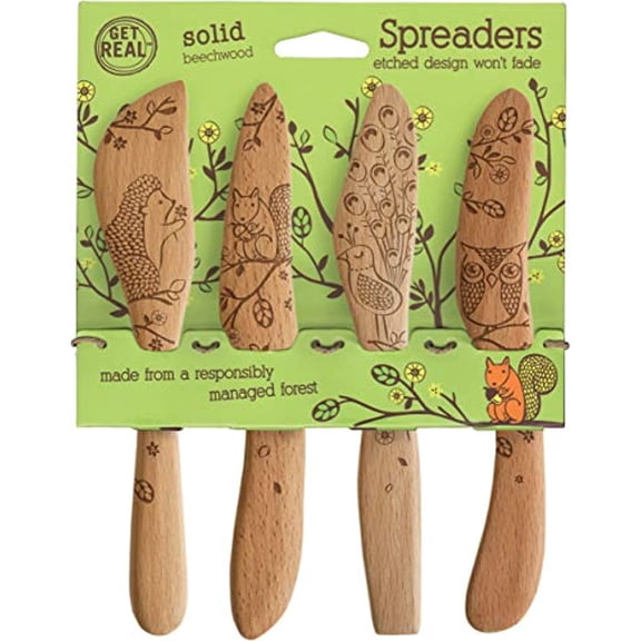 Talisman Designs Beechwood Spreaders, Woodland Collection, Set of 4