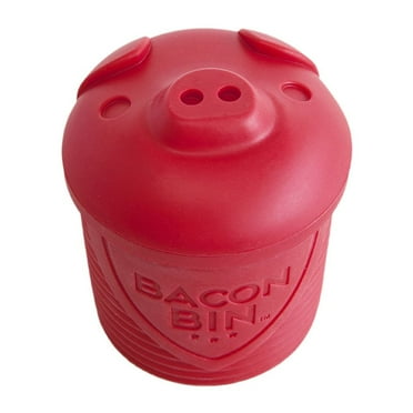 Talisman Designs Happy Pig Bacon Grease Cooking Oil Container with Strainer - Red Silicone