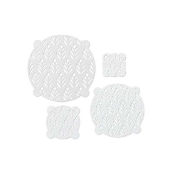 Talisman Designs Multi-Use Baking Stencils, Autumn Design, Set of 4 sizes, 3.5 inch, 5 inch, 8 inch, & 10 inch, White