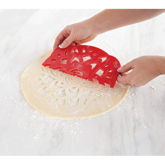 Talisman Designs Pie Top Cutter, 10-Inch, Pie Crust Cutter, Pie Decorating Tools, Pie Pastry Cutter, Red