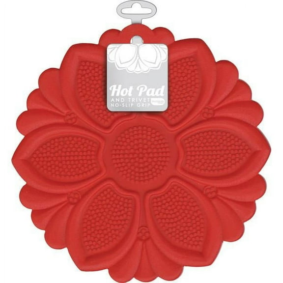 Talisman Designs Silicone Nonslip Grip Silicone Hot Pad & Trivet, Set of 1, Red