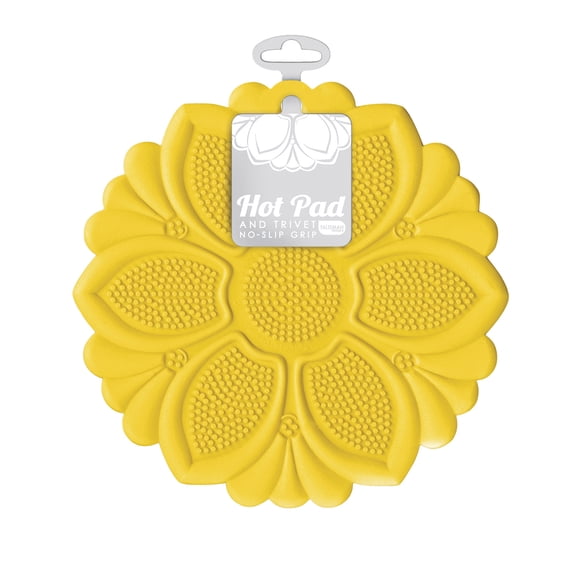 Talisman Designs Silicone Nonslip Grip Silicone Hot Pad & Trivet, Set of 1, Yellow