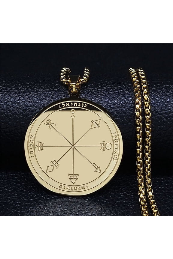 Talisman Of Protection Good Luck Wealth Seal Of Solomon 14K Yellow Gold Necklaces Pendants Men Jewelry salomon hombre