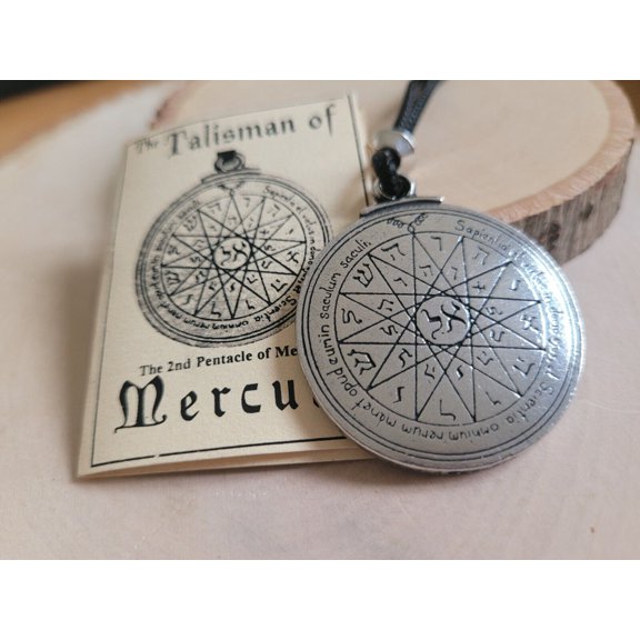 Talisman of Mercury Pentacle Solomon Seal of Magic 1.5" Pendant Amulet Necklace by Mdream