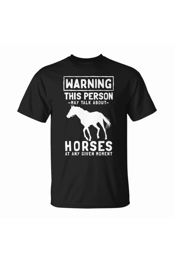 Talk About Horses Horseback Riding Graphic Tee Unisex Adult Cotton Horse Lover T-Shirt for Equestrians or Casual Wear, Size S, Color Black