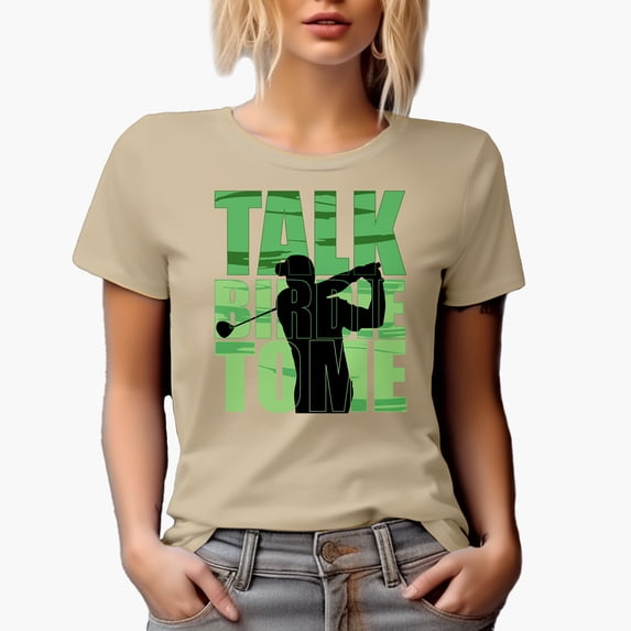 Talk Birdie to Me, Under Par Pun, Golf Player, Golfing or Golfer Themed Merch Gift, Tan T-Shirt, 3XL