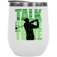 thumbnail image 1 of Talk Birdie to Me, Under Par Pun, Golf Player, Golfing or Golfer Themed Merch Gift, White 12oz Insulated Wine Tumbler, 1 of 5