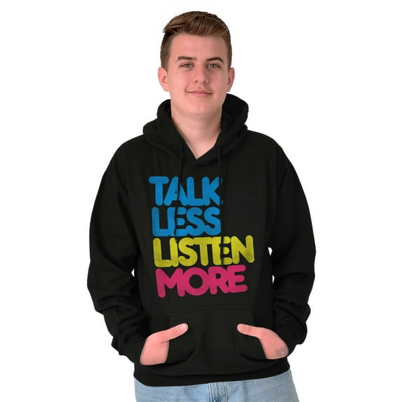 Talk Less Listen More Inspirational Unisex Plus Fleece Graphic Hoodie Brisco Brands 3X