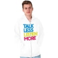 thumbnail image 1 of Talk Less Listen More Inspirational Unisex Fleece Graphic Zip Up Hoodie Brisco Brands 5X, 1 of 5