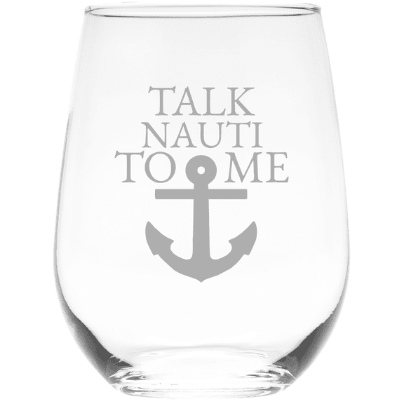 Talk Nauti to Me Nautical Stemless Wine Glass