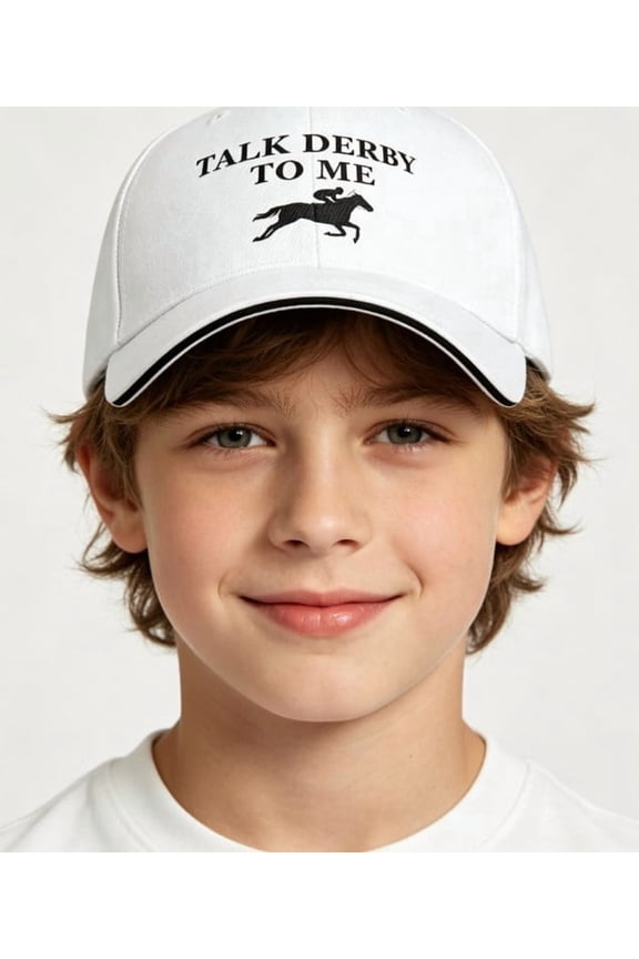 Talk To Me Baseball Cap Funny Horse Racing Hat Adjustable Cap for Men Women White