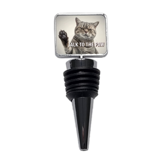Talk To The Paw Funny Saying Cat Wine Bottle Stopper Cap Plug