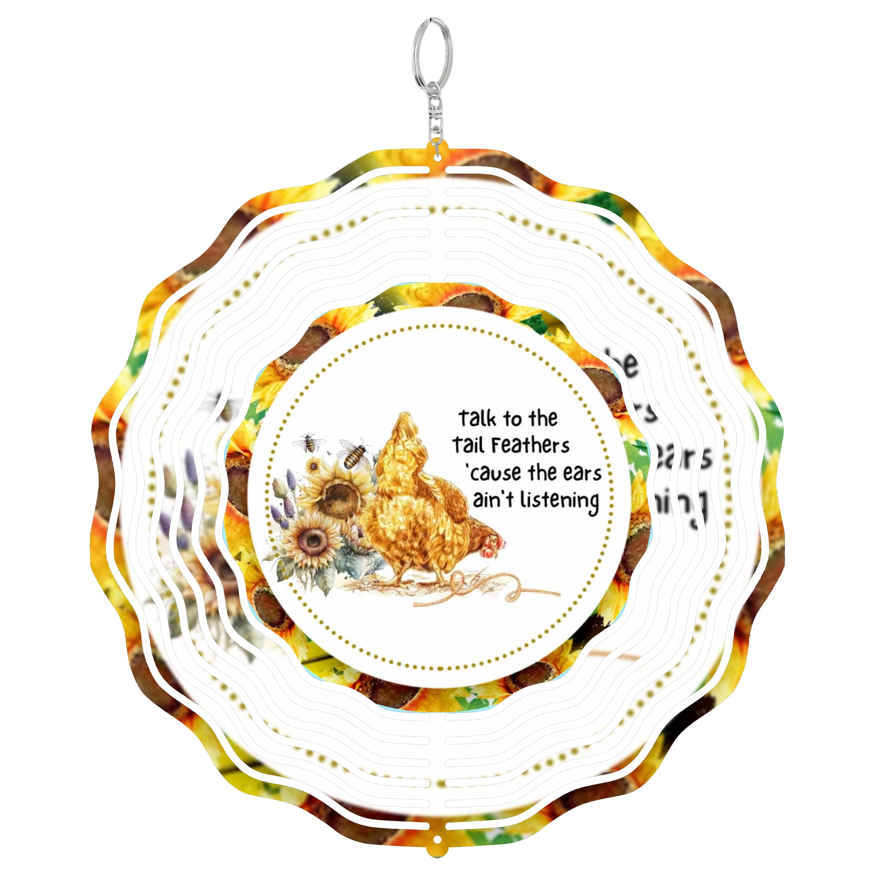 Talk To The Tail Feathers Hen 3D Wind Spinner Kinetic Metal Hanging ...