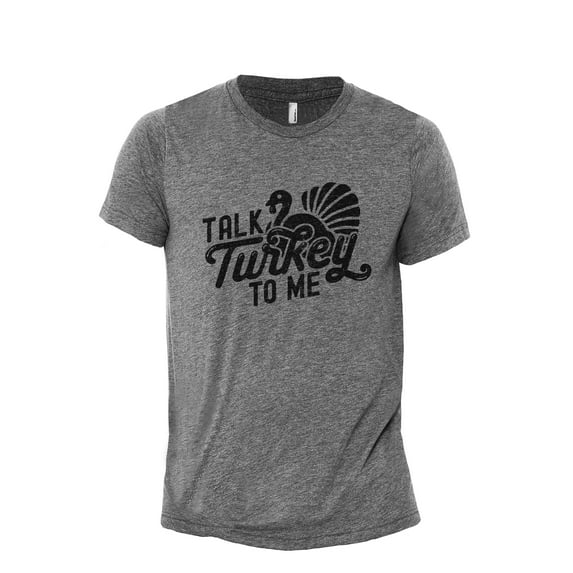 Talk Turkey To Me Men's Modern Fit Fun Casual T-Shirt Printed Graphic Tee Heather Gray Large