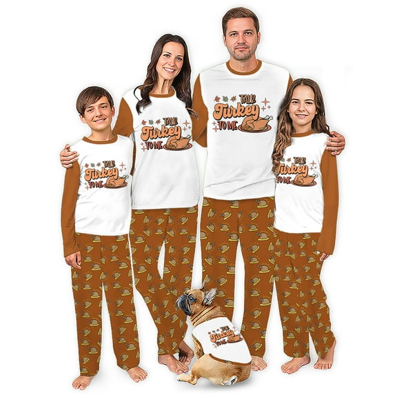 Talk Turkey To Me Thanksgiving Themed Pajamas, Matching Pajamas For Family And Dog, Size NB - Men 6XL
