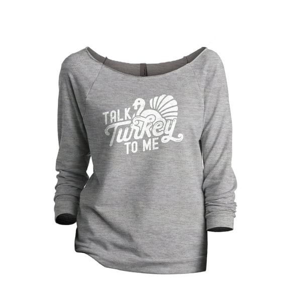 Talk Turkey To Me Women's Fashion Slouchy 3/4 Sleeves Raglan Lightweight Sweatshirt Sport Gray X-Large