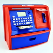 Talking ATM Savings Bank, Digital Piggy Bank, ATM Money Coins Machine for Kids Birthday Gift Blue/Red