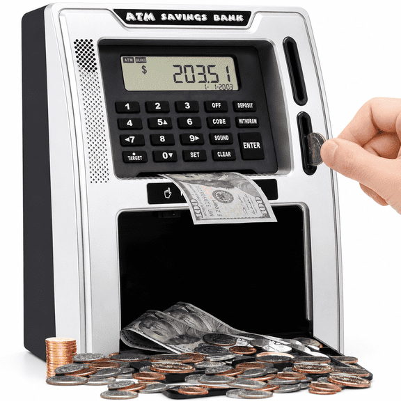 Talking Atm Piggy For With Dual Debit Cards Power-off Memory Auto-opening Drawer Real Money Onekey Shutdown Bill Feeder Recognition Balance Calculatorhine