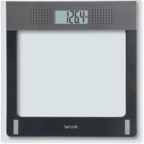 Talking Bathroom Scale for Seniors, 440 lb Capacity Glass Digital Body Weight Scale with Loud Voice Readout, Gray
