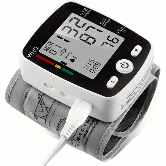 Talking Blood Pressure Monitor,Automatic Large LCD Display Adjustable Wrist Cuff,Electronic Rechargeable BP Monitors