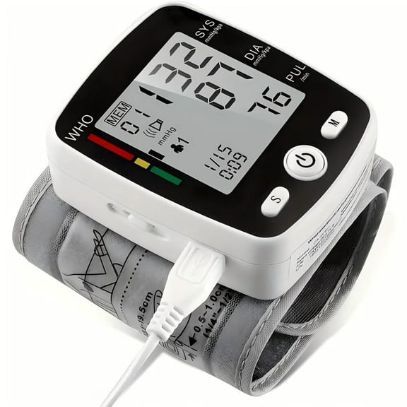 Talking Measurement Device, Automatic Large LCD Display Adjustable Wrist Cuff, Electronic Rechargeable Monitor