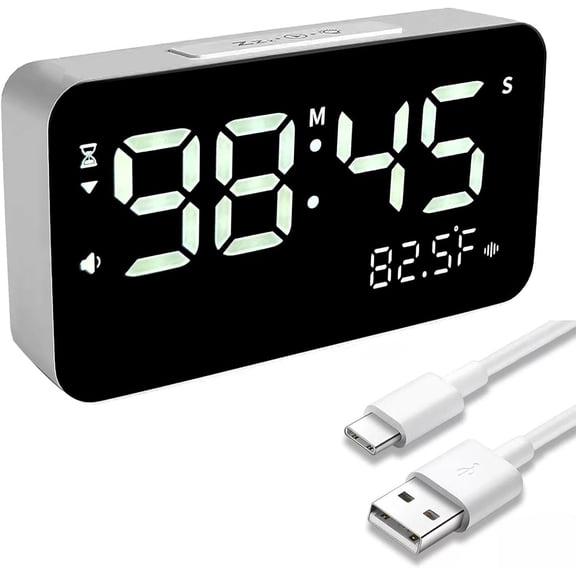 Talking Clock and Countdown Timer, Hourly Chime for Visually Impaired Seniors Blind, Operated, Snooze, Temperature, Vibration, Rechargeable, 99 Minutes Led Count down Timing