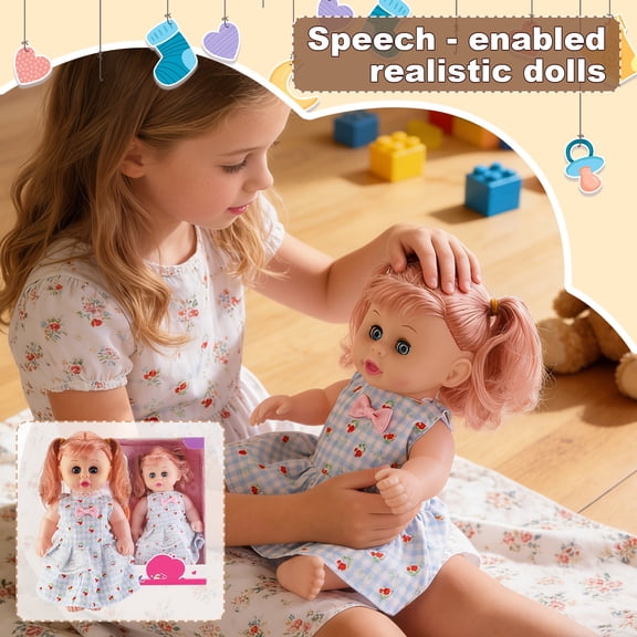 A Talking Doll With Pigtails, Designed To Imitate Speech & Encourage Early Language Development, Crafted From Healthy Non-Toxic Materials For Safe Interaction