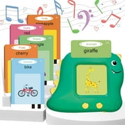 Talking Flash Card Learning Educational Toy, Talking Flash Cards with 224 Words 112 Double Sided Cards Preschool Sensory Toys, Dinosaur Montessori Toys