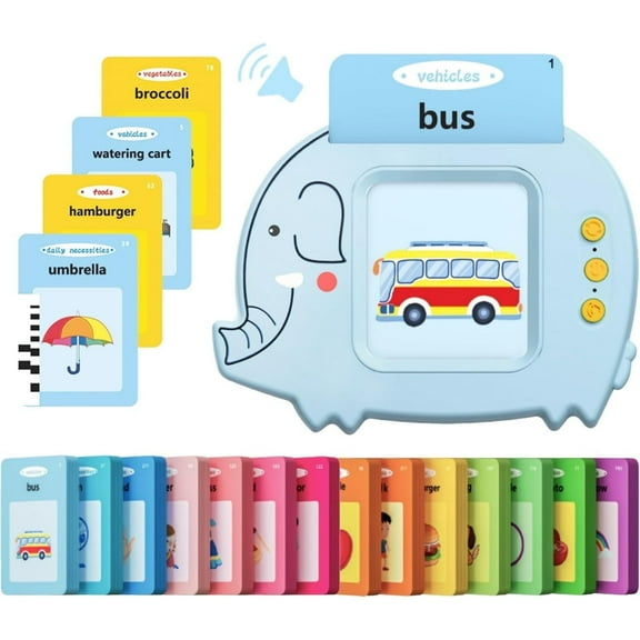 Talking Flash Card Learning Educational Toy, Talking Flash Cards with 224 Words 112 Double Sided Cards Preschool Sensory Toys, Dinosaur Montessori Toys
