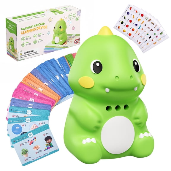 Talking Flash Cards, Dinosaur Talking Pen With Phonics Cards, Autism Sensory Interactive Game For Learning Activities, Abc 123 Learning Set For Educational Birthday Gift Green