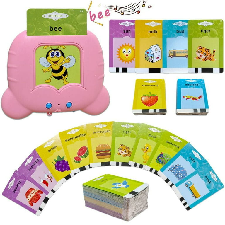 Pink Talking Flash Cards For Toddlers 1-4 Years - Phonics Learning Toys With Sound