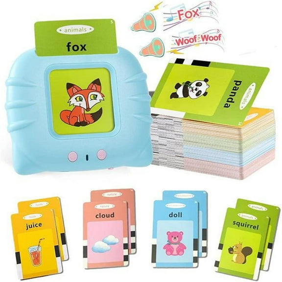 Talking Flash Cards,Pocket Speech For Toddlers,Pocket Speech,Pocket Speech Talking Flash Cards,Flash Cards For Toddlers 1-3(1pc Light Blue+112 Cards Cat 4.2*3.5*0.8in)Clearance from ANMUYUM