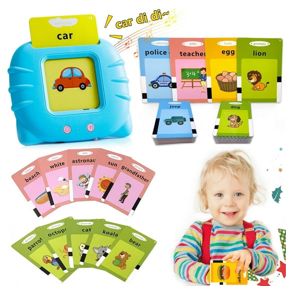💖Talking Flash Cards Speech Therapy Toys-224 Sight Words Montessori Preschool Educational Learning Pocketspeech Development Toy for Toddler, Learning Pocket Speech Audible Flashcards (Blue)