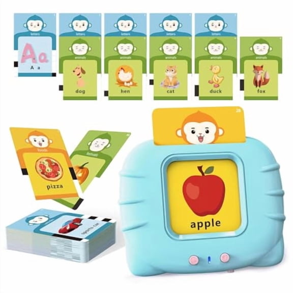 Talking Flash Cards for Toddler 1 2 3 4 Year Olds,ABC Flash Cards for Toddlers 2-4,Montessor,Autism Sensory,Speech Therapy Toys,Birthday Gift for Boys and Girls,296 Pro Words Blue