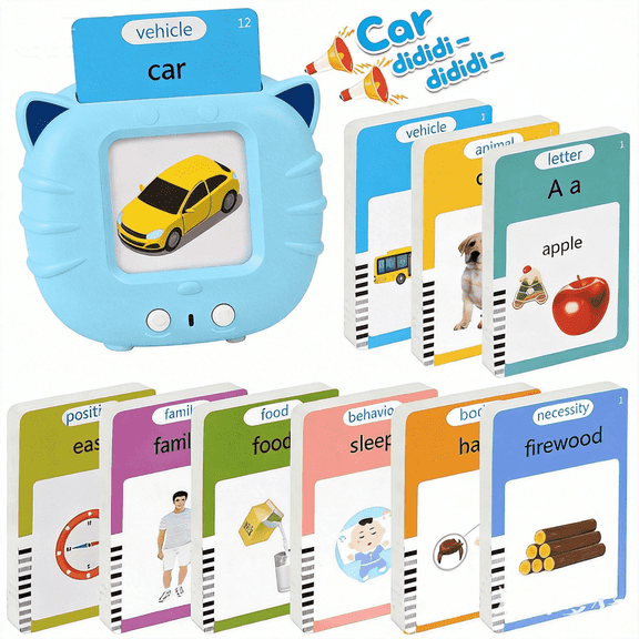 Talking Flash Cards for Toddlers 1 2 3 4 Year Olds, Montessori Language Learning with 112 Words, Pocket Speech Therapy Tools, and Speech Development Educational Playthings for Children