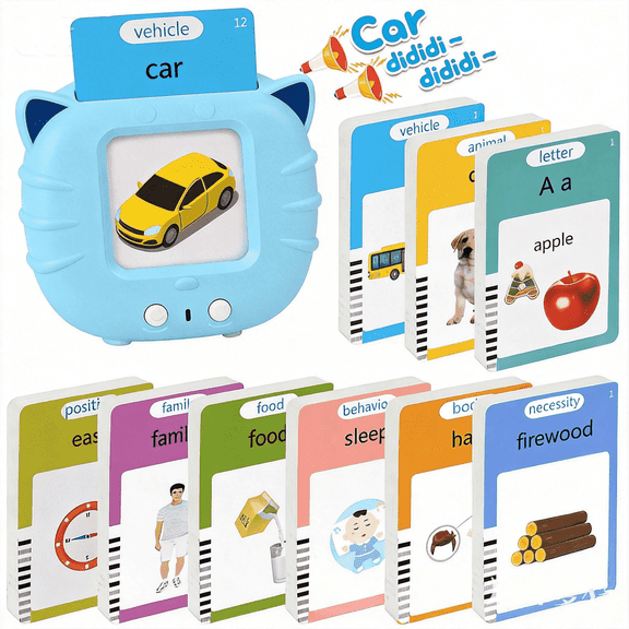 Talking Flash Cards for Toddlers 1 2 3 4 Year Olds, Montessori Language Learning with 112 Words, Pocket Speech Therapy Tools, and Speech Development Educational Playthings for Children