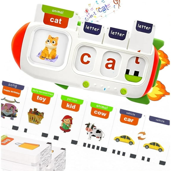 Talking Flash Cards for Toddlers 2-8 Years 107 Sight Words Montessori Toys for 3 4 5 6 7 Autism & Preschool Learning ABC Alphabet CVC Word Spell& Talk Learning Games Toys for 3+Boys & Girls