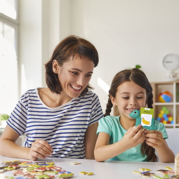 Talking Flash Cards for Toddlers with 225 Sight Words, Dinosaur Shaped Pocket Speech English Learning Toys Gifts, Educational Toys for Speech Therapy, Makeup Organizers