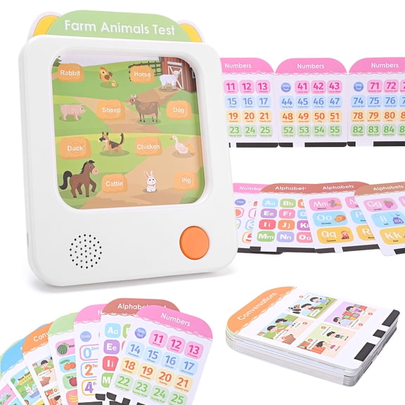 Talking Flash Cards for Toddlers Ages 14, 504 Words English, Montessori Language Learning Toys with 36 Themes, Children's Sensory Toys, Pocket Speech Study Device, Birthday Gift for Boys Girls