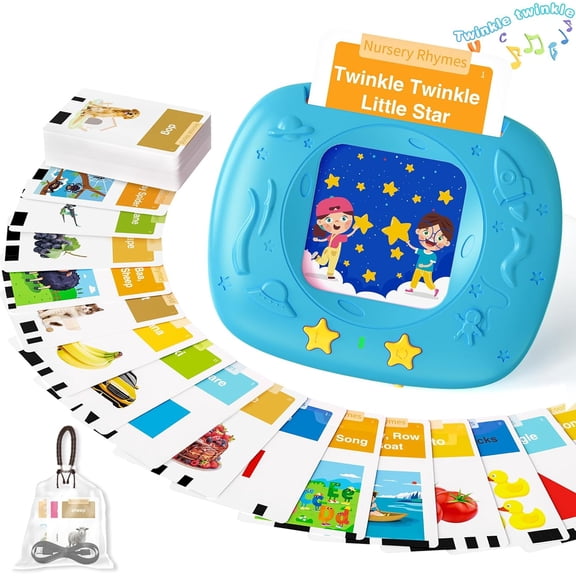 Talking Flash Cards with American Accent & 144 Sight Words, Speech Toys (Blue)