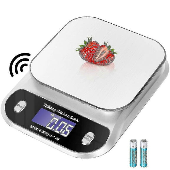 Talking Food Scale, 5kg/11lb Talking Digital Kitchen Scales Weight Ounces and Grams for Cooking and Baking, Clear Pure Voice Talking Kitchen Scale for