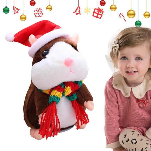 Talking Hamster Interactive Speaking Plush Pet Walking Repeats Sound Recording Voice Activated Electronic Plush Pet Animal Companion Home Office Entertainment Gift Interactive Fun