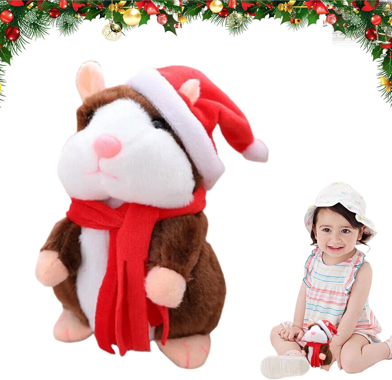 Qrooper Toddler Toys Talking Hamster Repeats What You Say Stuffed Animals Kids 2 3 Year Old Girl Boy Interactive Autism Sensory Kids Gifts Brown